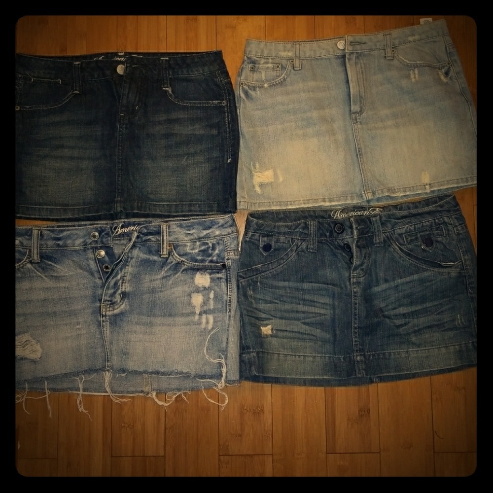 4 AE size 4 miniskirts w/cute details lightly worn